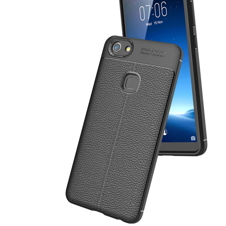 For Vivo V7 Litchi Texture Soft TPU Anti-skip Protective Cover Back Case