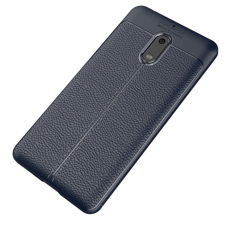 For Nokia 6 Litchi Texture Design Soft TPU Anti-skip Protective Cover Back Case
