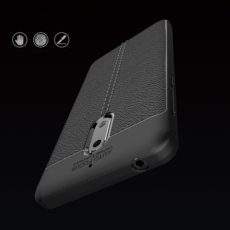 For Nokia 6 Litchi Texture Design Soft TPU Anti-skip Protective Cover Back Case