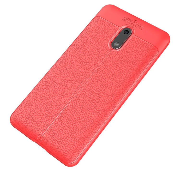 For Nokia 6 Litchi Texture Design Soft TPU Anti-skip Protective Cover Back Case