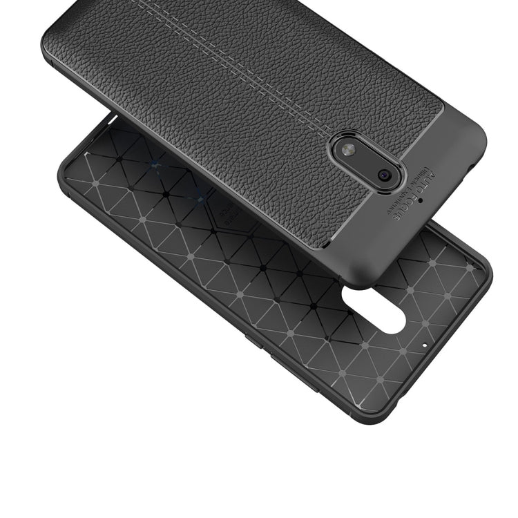 For Nokia 6 Litchi Texture Design Soft TPU Anti-skip Protective Cover Back Case