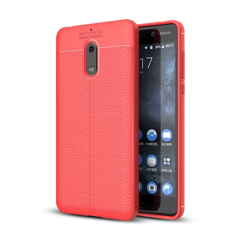 For Nokia 6 Litchi Texture Design Soft TPU Anti-skip Protective Cover Back Case
