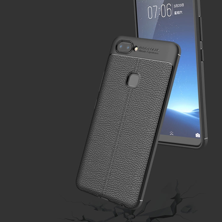 For Vivo X20 Litchi Texture Full Coverage TPU Protective Back Cover Case