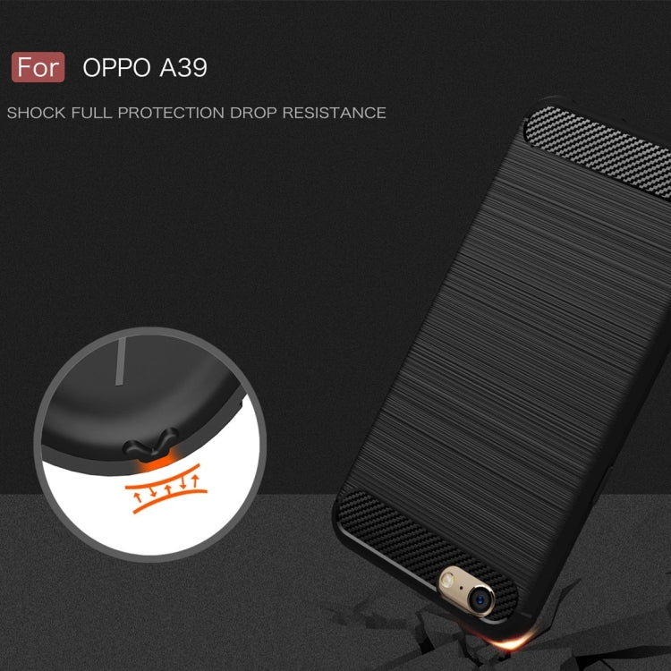 For OPPO A39 Carbon Fiber TPU Brushed Texture Shockproof Protective Back Cover Case