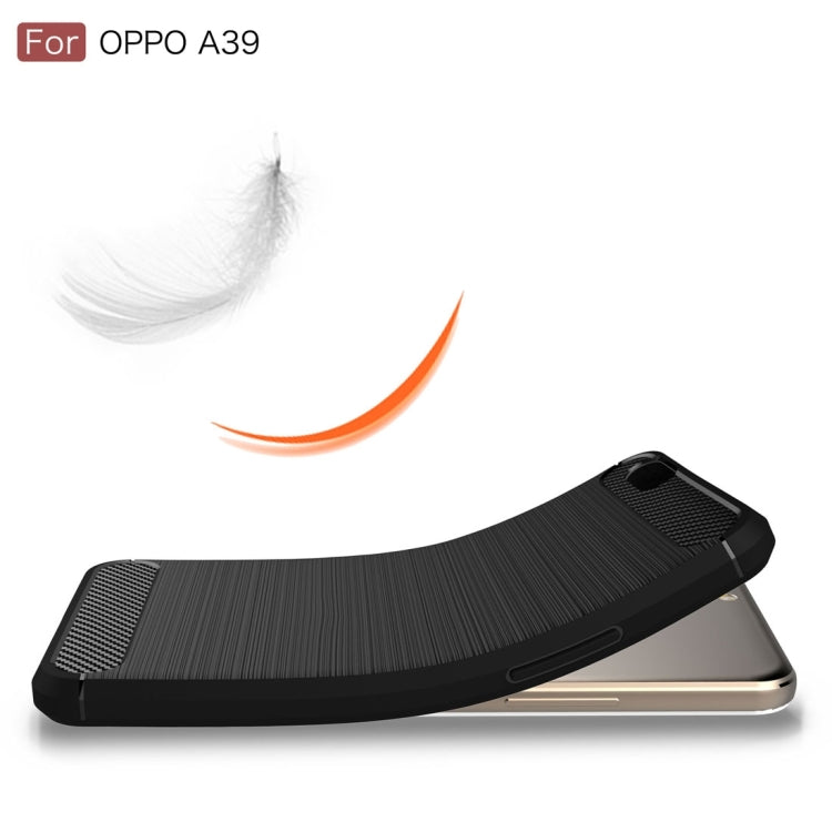 For OPPO A39 Carbon Fiber TPU Brushed Texture Shockproof Protective Back Cover Case