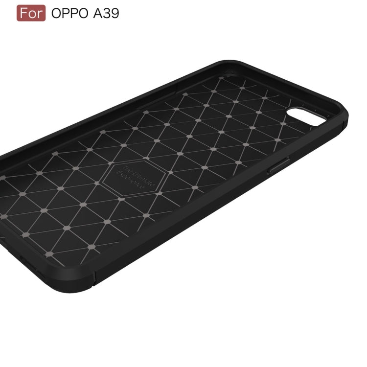 For OPPO A39 Carbon Fiber TPU Brushed Texture Shockproof Protective Back Cover Case