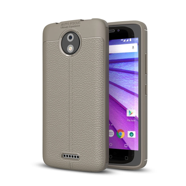 For Motorola Moto C Plus Litchi Texture Design Soft TPU Anti-skip Protective Cover Back Case