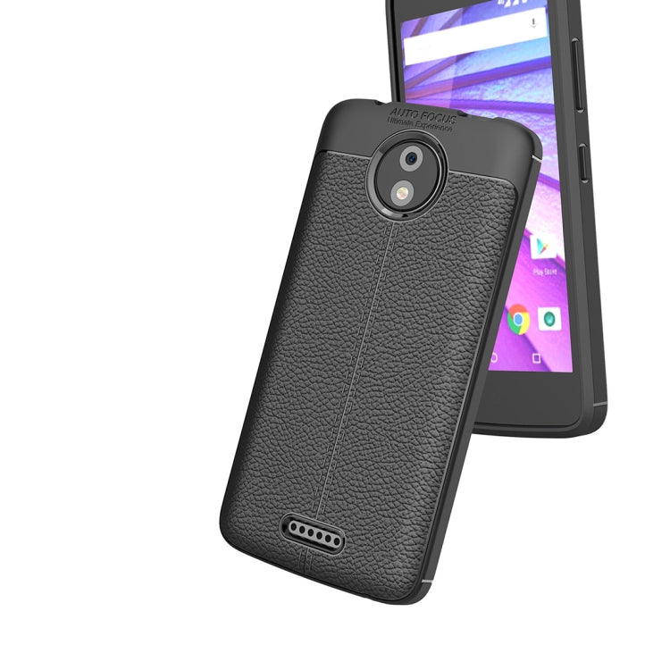 For Motorola Moto C Plus Litchi Texture Design Soft TPU Anti-skip Protective Cover Back Case