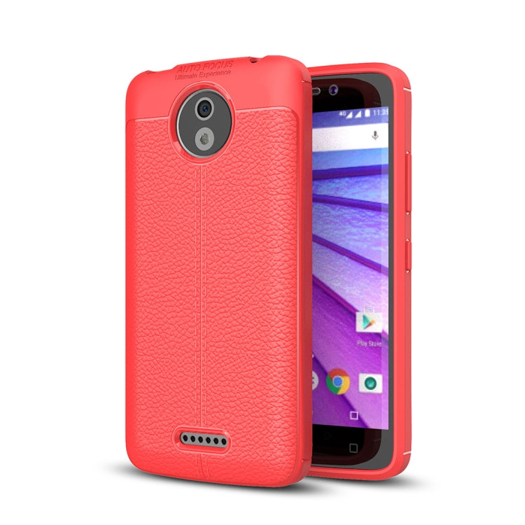 For Motorola Moto C Litchi Texture Design Soft TPU Anti-skip Protective Cover Back Case