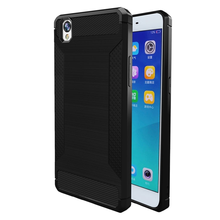 For OPPO A37 / Neo 9 Brushed Texture Carbon Fiber Anti-slip TPU Protective Cover Case