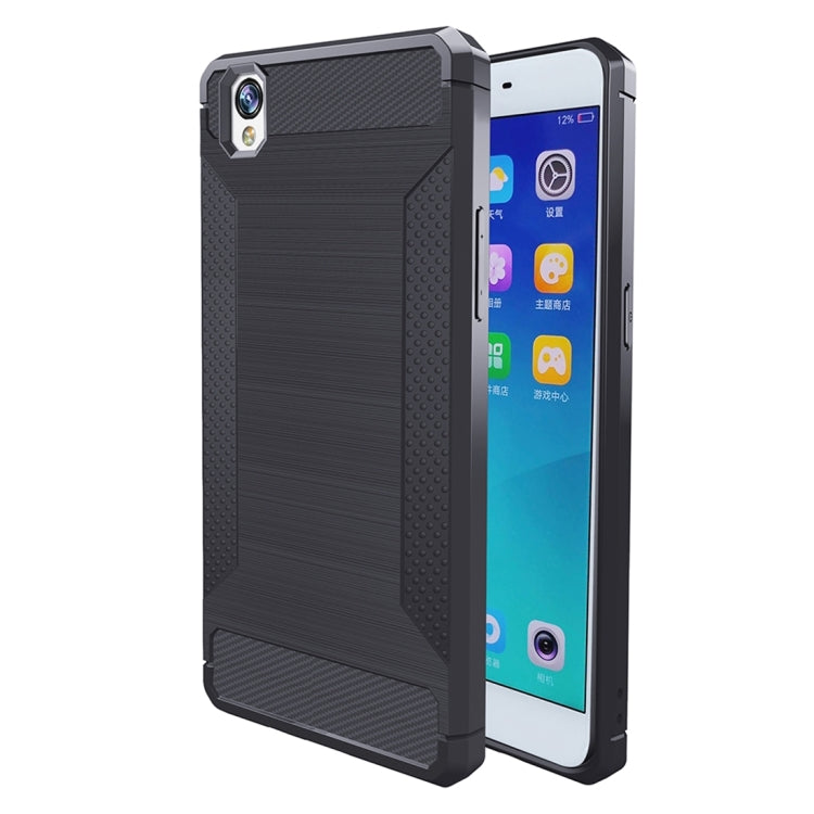 For OPPO A37 / Neo 9 Brushed Texture Carbon Fiber Anti-slip TPU Protective Cover Case