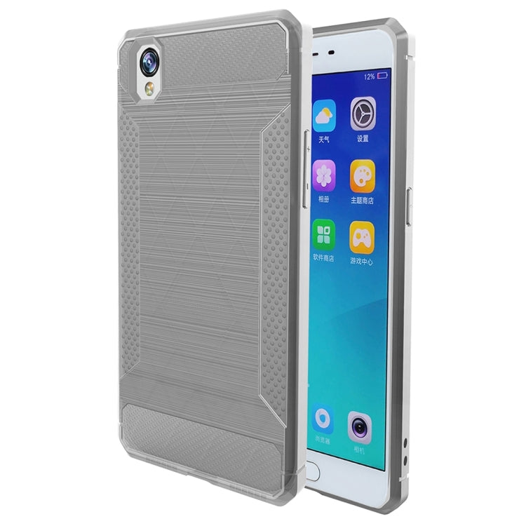For OPPO A37 / Neo 9 Brushed Texture Carbon Fiber Anti-slip TPU Protective Cover Case