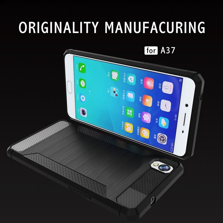For OPPO A37 / Neo 9 Brushed Texture Carbon Fiber Anti-slip TPU Protective Cover Case