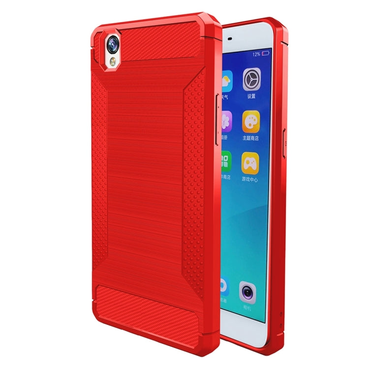 For OPPO A37 / Neo 9 Brushed Texture Carbon Fiber Anti-slip TPU Protective Cover Case