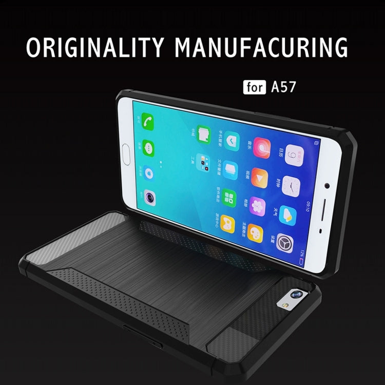 For OPPO A57 / A39 Brushed Texture Carbon Fiber Anti-slip TPU Protective Cover Case