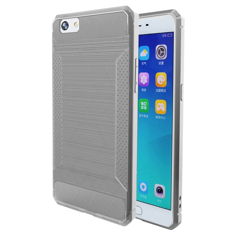 For OPPO A57 / A39 Brushed Texture Carbon Fiber Anti-slip TPU Protective Cover Case