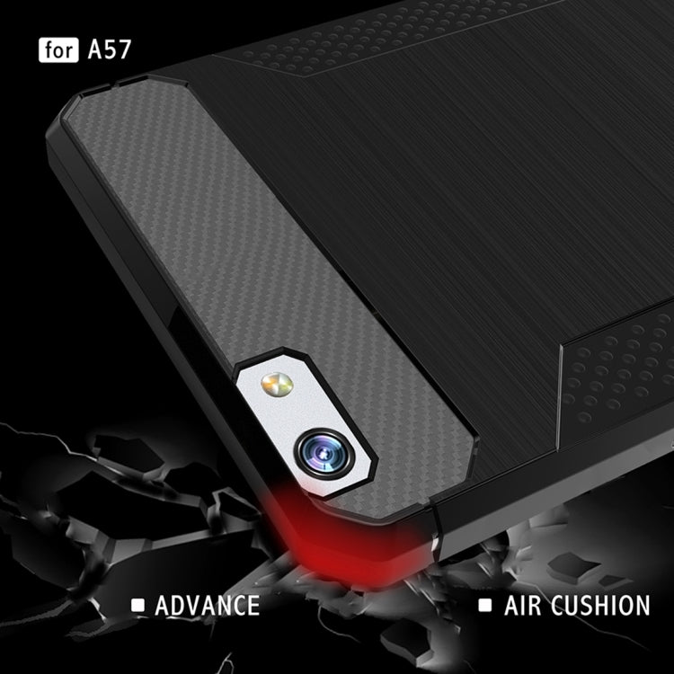 For OPPO A57 / A39 Brushed Texture Carbon Fiber Anti-slip TPU Protective Cover Case
