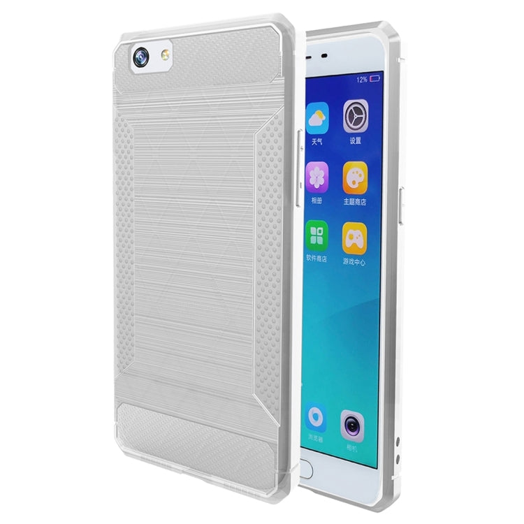 For OPPO A57 / A39 Brushed Texture Carbon Fiber Anti-slip TPU Protective Cover Case