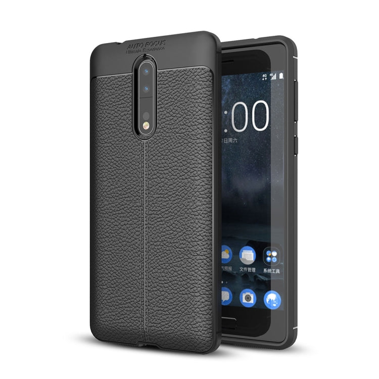 For Nokia 8 Litchi Texture Design Soft TPU Anti-skip Protective Cover Back Case