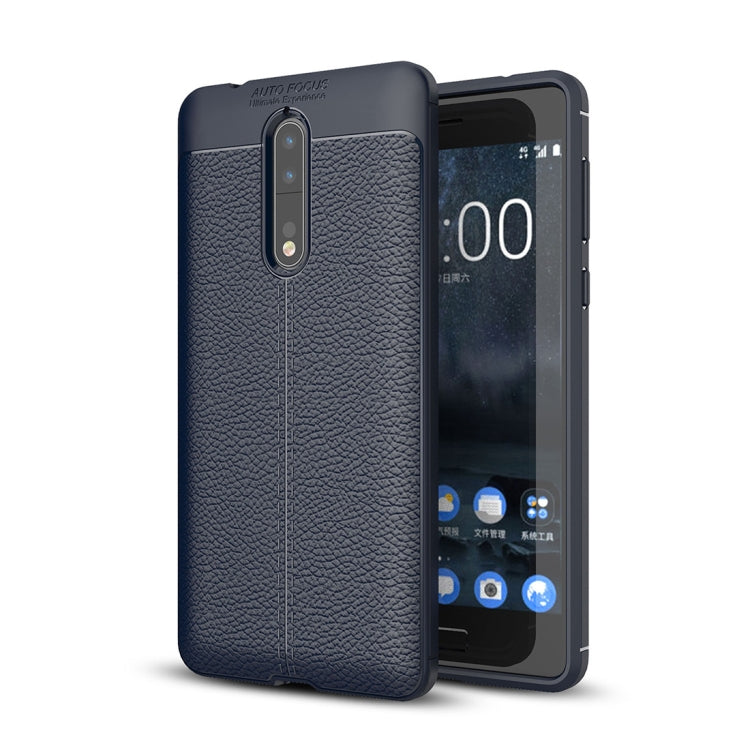 For Nokia 8 Litchi Texture Design Soft TPU Anti-skip Protective Cover Back Case