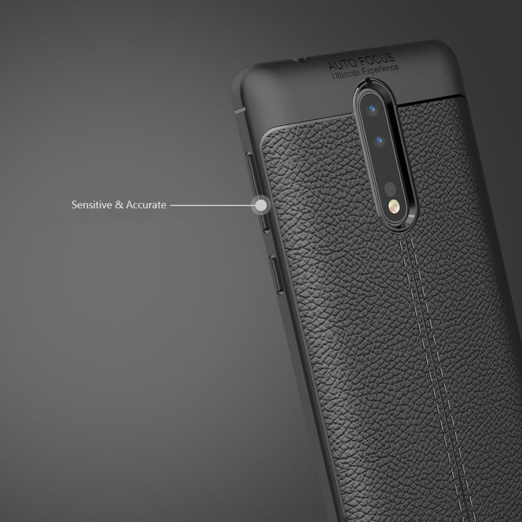 For Nokia 8 Litchi Texture Design Soft TPU Anti-skip Protective Cover Back Case