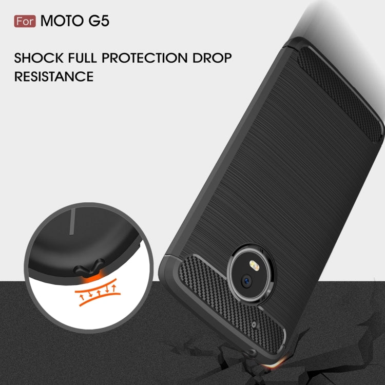 For Motorola Moto G(5th Gen.) Brushed Carbon Fiber Texture Shockproof TPU Protective Cover Case