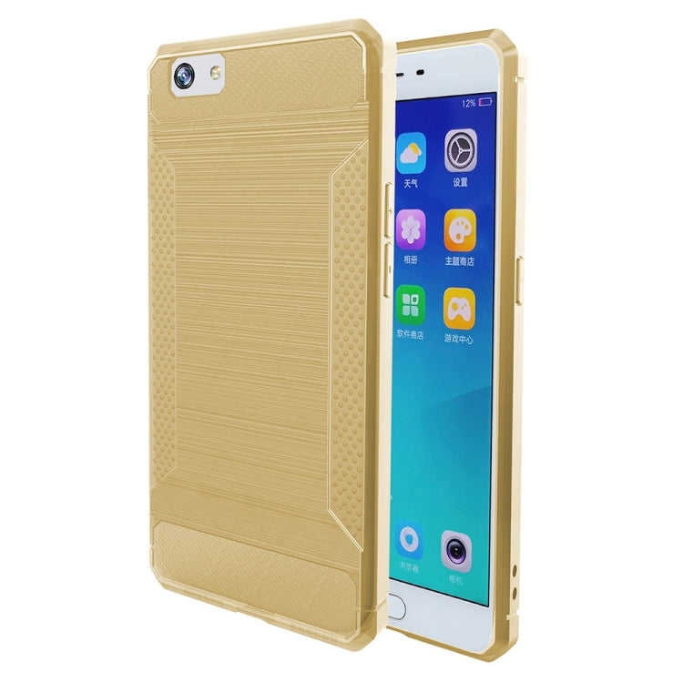 For OPPO R9s Brushed Texture Carbon Fiber Anti-slip TPU Protective Cover Case