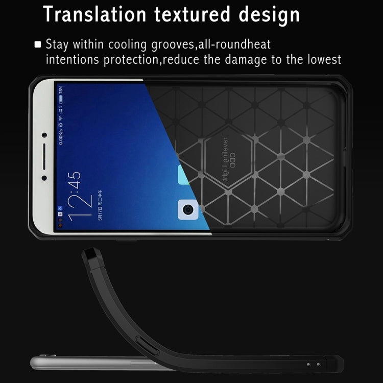 For OPPO R9s Brushed Texture Carbon Fiber Anti-slip TPU Protective Cover Case