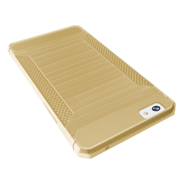 For OPPO R9s Brushed Texture Carbon Fiber Anti-slip TPU Protective Cover Case