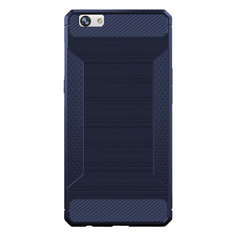 For OPPO R9s Brushed Texture Carbon Fiber Anti-slip TPU Protective Cover Case