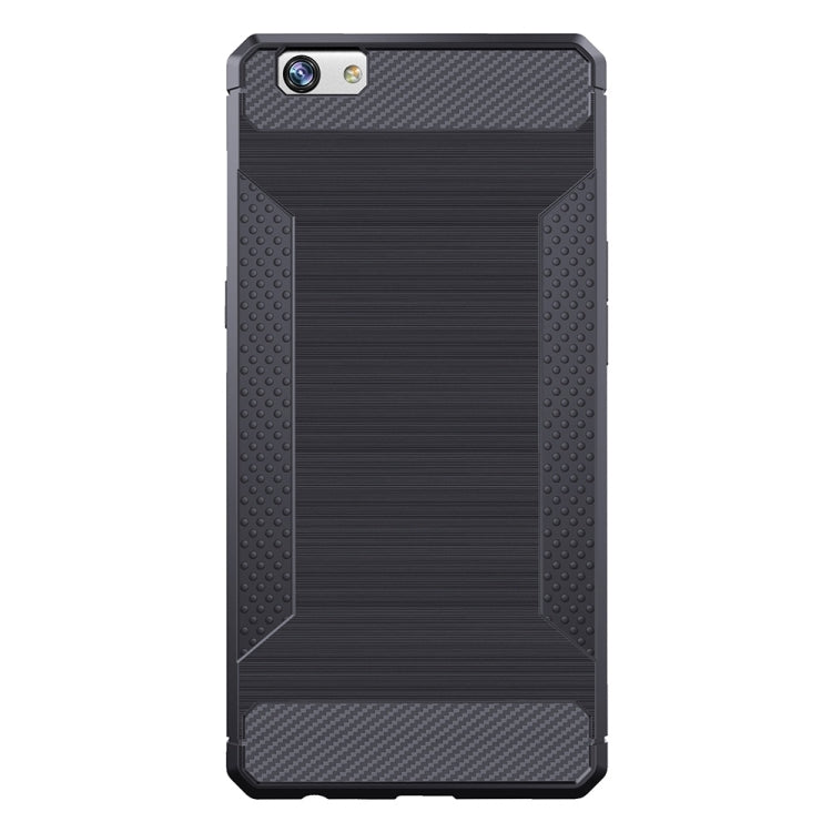 For OPPO R9s Plus Brushed Texture Carbon Fiber Anti-slip TPU Protective Cover Case