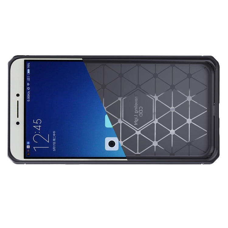 For OPPO R9s Plus Brushed Texture Carbon Fiber Anti-slip TPU Protective Cover Case