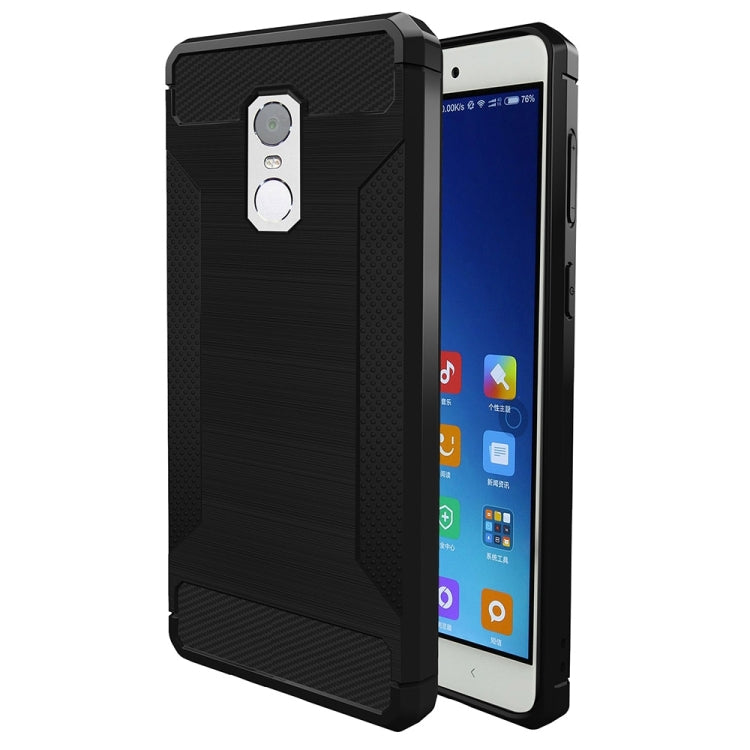 For Xiaomi Redmi Note 4 Brushed Texture Carbon Fiber Anti-slip TPU Protective Cover Case
