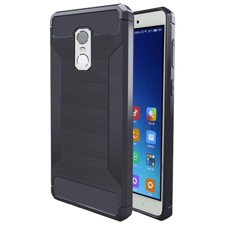 For Xiaomi Redmi Note 4X Brushed Texture Carbon Fiber Anti-slip TPU Protective Cover Case