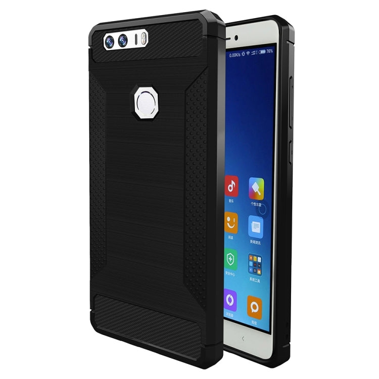 For Huawei Honor 8 Brushed Texture Carbon Fiber Anti-slip TPU Protective Cover Case