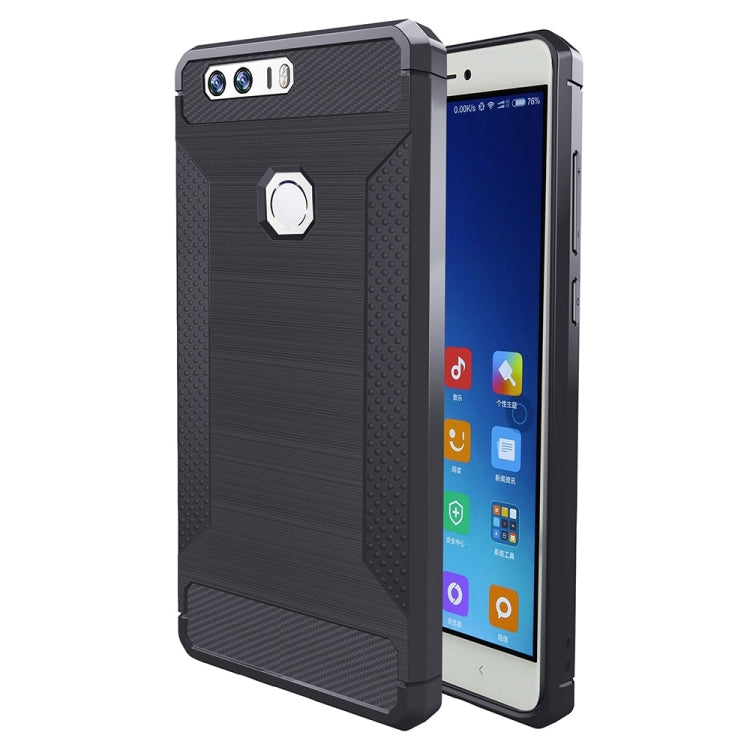 For Huawei Honor 8 Brushed Texture Carbon Fiber Anti-slip TPU Protective Cover Case