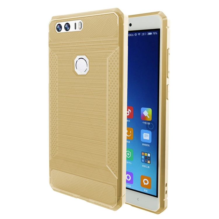 For Huawei Honor 8 Brushed Texture Carbon Fiber Anti-slip TPU Protective Cover Case
