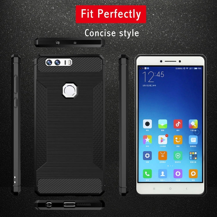 For Huawei Honor 8 Brushed Texture Carbon Fiber Anti-slip TPU Protective Cover Case
