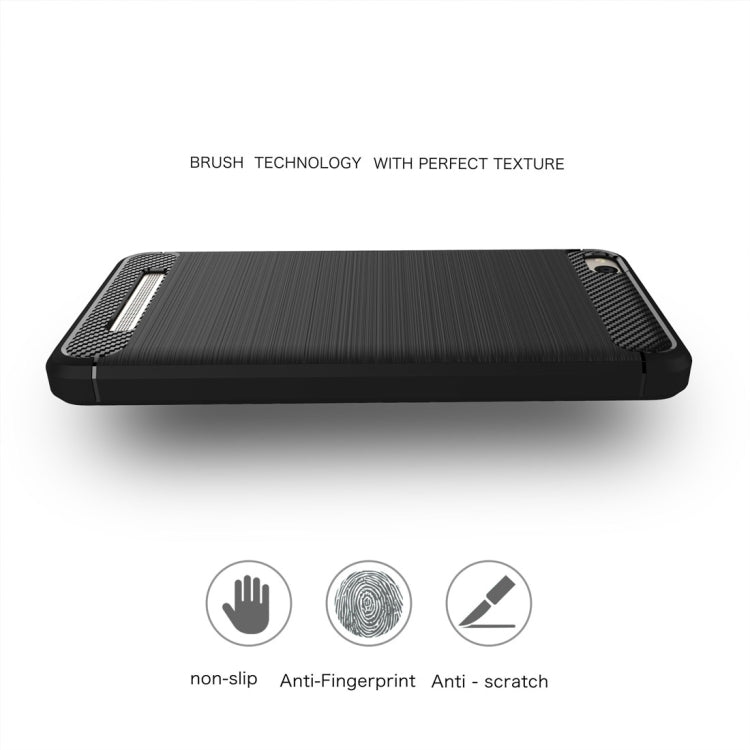 For Xiaomi Redmi 4A Brushed Texture Carbon Fiber Shockproof TPU Rugged Armor Protective Case
