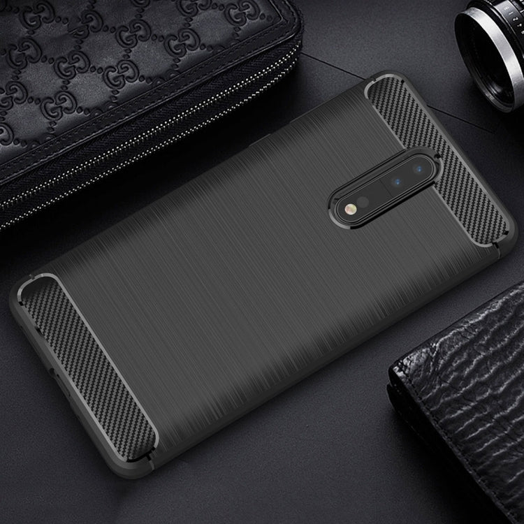 For Nokia 8 Carbon Fiber TPU Brushed Texture Shockproof Protective Back Cover Case