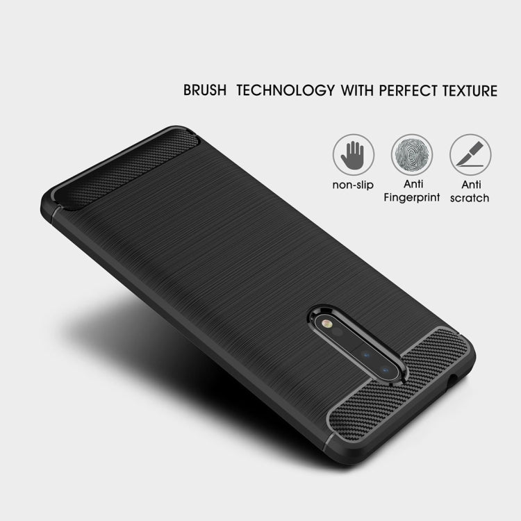 For Nokia 8 Carbon Fiber TPU Brushed Texture Shockproof Protective Back Cover Case
