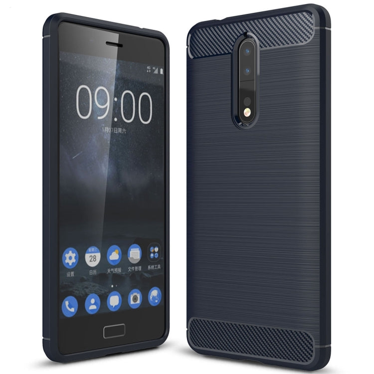 For Nokia 8 Carbon Fiber TPU Brushed Texture Shockproof Protective Back Cover Case