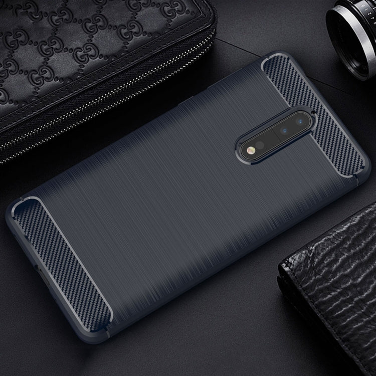 For Nokia 8 Carbon Fiber TPU Brushed Texture Shockproof Protective Back Cover Case