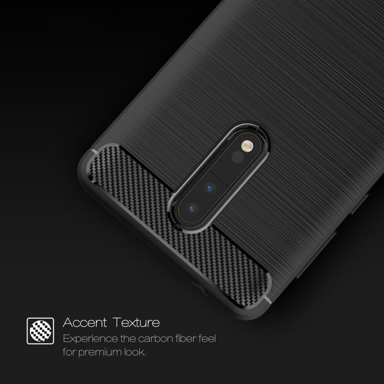 For Nokia 8 Carbon Fiber TPU Brushed Texture Shockproof Protective Back Cover Case