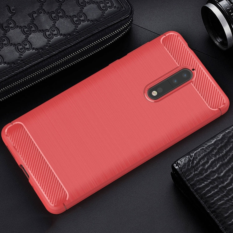 For Nokia 8 Carbon Fiber TPU Brushed Texture Shockproof Protective Back Cover Case