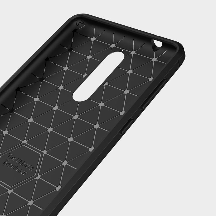 For Nokia 8 Carbon Fiber TPU Brushed Texture Shockproof Protective Back Cover Case