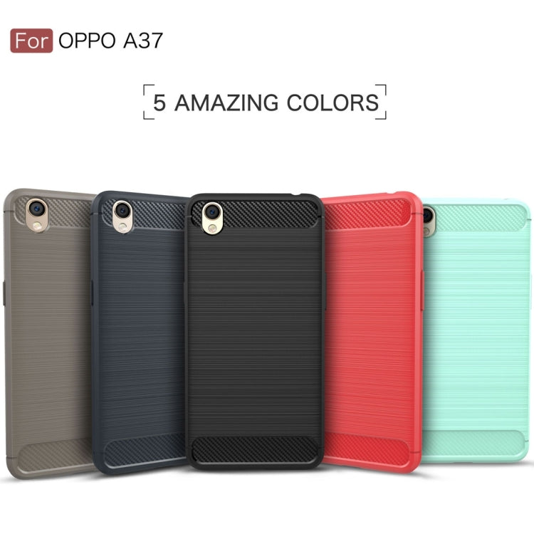 For OPPO A37 Carbon Fiber TPU Brushed Texture Shockproof Protective Back Cover Case