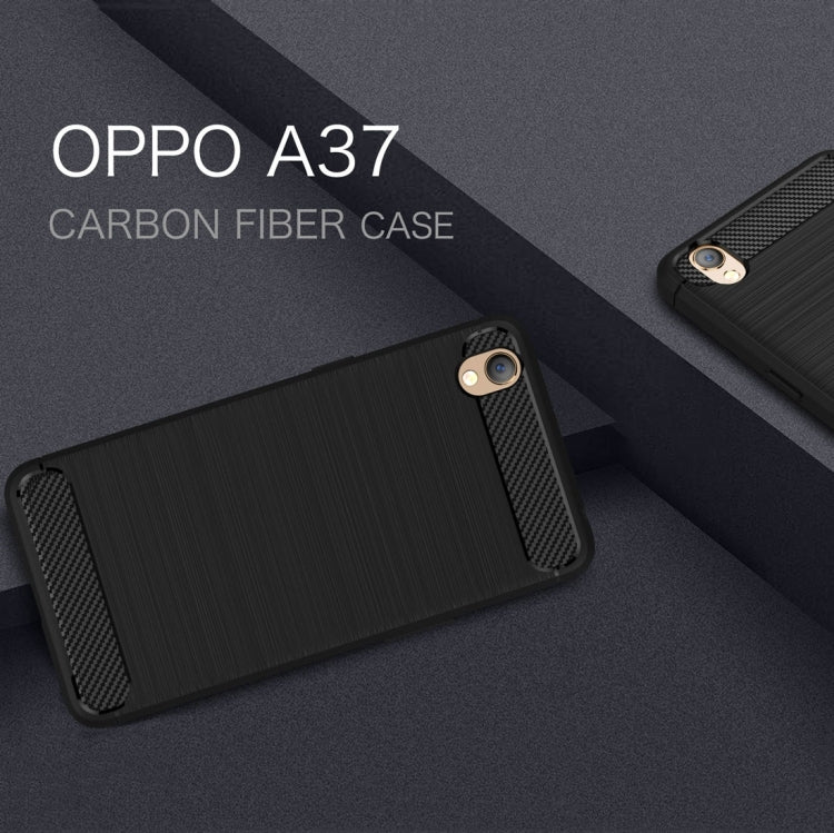 For OPPO A37 Carbon Fiber TPU Brushed Texture Shockproof Protective Back Cover Case