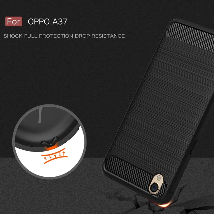 For OPPO A37 Carbon Fiber TPU Brushed Texture Shockproof Protective Back Cover Case