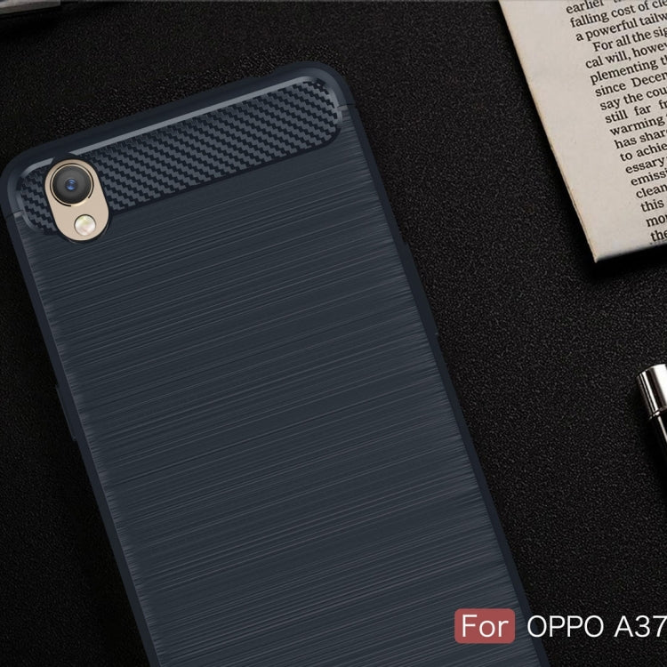 For OPPO A37 Carbon Fiber TPU Brushed Texture Shockproof Protective Back Cover Case